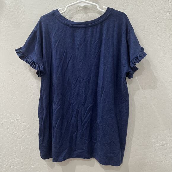 Mini Boden Blue Ruffle Sleeve Short Sleeve Shirt - Picture 6 of 6